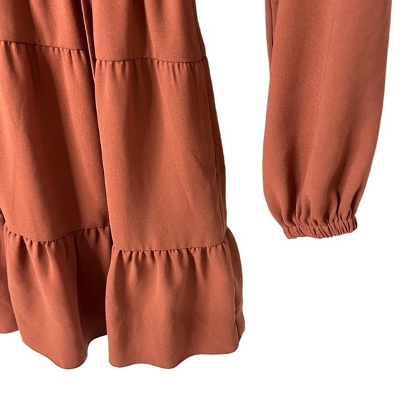 Wilfred Long Sleeve Ruffle Mini Dress Rust Brown Size XS Fall Boho Cinched Waist - Picture 5 of 8
